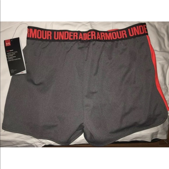 NWT Gray Orange Under Armour Shorts with pockets - Picture 2 of 4